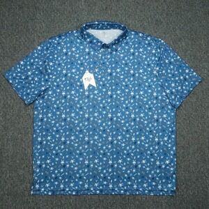 1764 Shirt Men XXL Blue White BBQ Grilling Cookout Short Sleeve‎ Performance NWT
